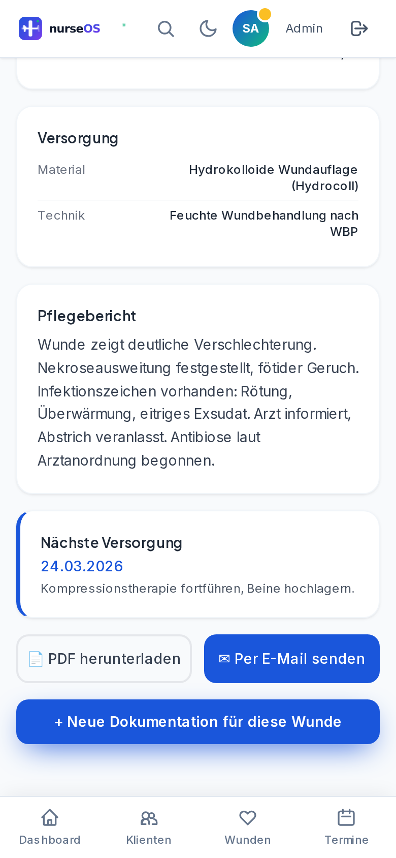 MDK-konformer Pflegebericht mit PDF-Export